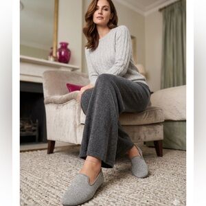 Schweitzer Linen Cozy Gray Wide Leg Women's Pants